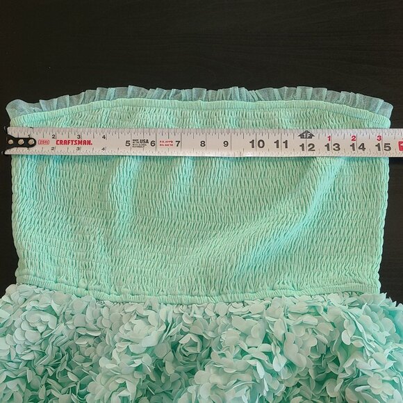 Storia Strapless Smocked Floral Midi Dress Mint Green Romantic Fairycore NEW M - Picture 6 of 9